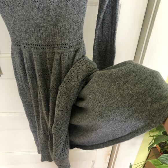 American Eagle Outfitters Knit Babydoll Sweater Dress Size Small Gray Preppy Y2K - Picture 4 of 9